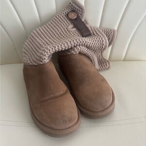 UGG Tan Knit Cuff Boots